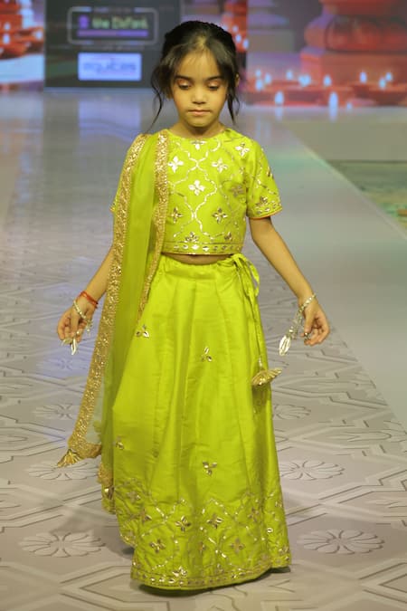 Yuvraani Jaipur Neon Green Silk Lehenga Set 