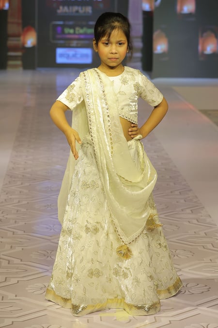 Yuvraani Jaipur Ivory Silk Lehenga Set 