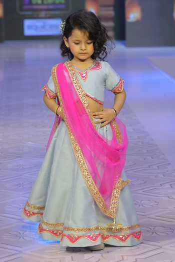 Shop_Yuvraani Jaipur_Pink Silk, Cotton, Net, Taffeta Embroidery, Zari Powder Blue Lehenga Set 
