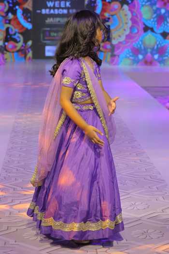 Buy_Yuvraani Jaipur_Purple Net, Silk, Cotton, Taffeta Zari, Sequins Embroidered Lehenga Set 