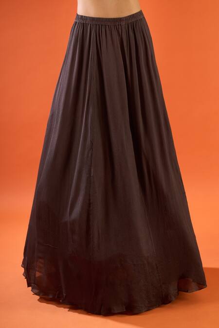 Nakul Sen_Gold Sequins, Metallic Thread Square Neck, Round Embroidered Cape Lehenga Set _at_Aza_Fashions