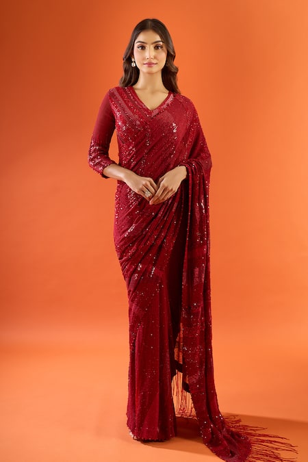 Nakul Sen Embroidered Saree With Blouse 