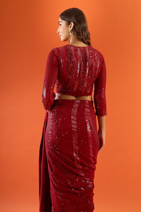 Nakul Sen Embroidered Saree With Blouse 