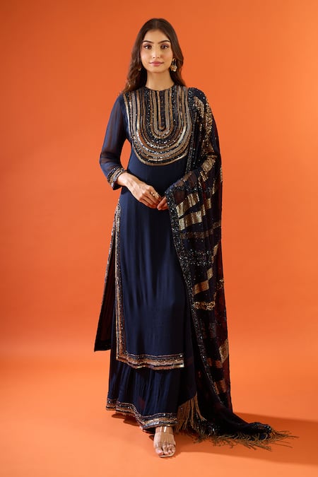 Nakul Sen Yoke Embroidered Kurta Set 