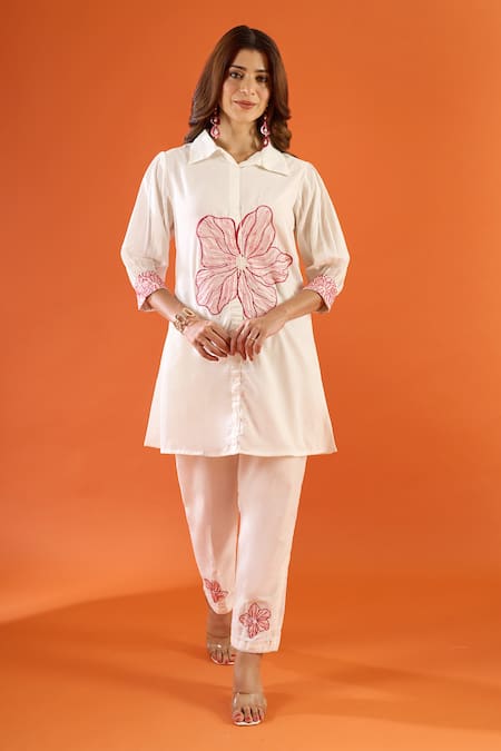 Naintara Bajaj Floral Embroidered Shirt & Pant Set 