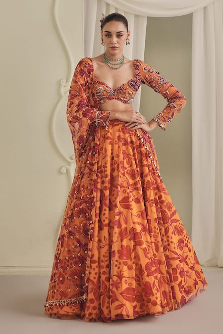 Payal & Zinal Floral Print Net Lehenga Set 