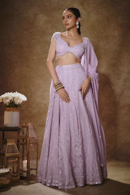 Renee label Taara Lilac Emrboidered Lehenga Set 