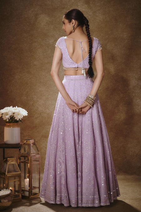 Renee label Taara Lilac Emrboidered Lehenga Set 