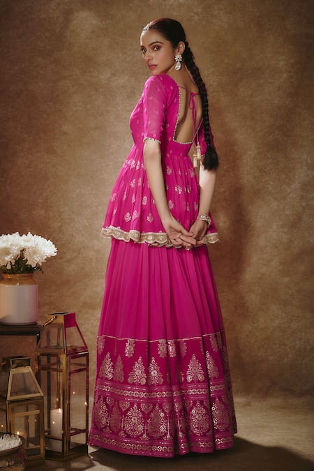 Renee label Embroidered Peplum Kurta Lehenga Set 