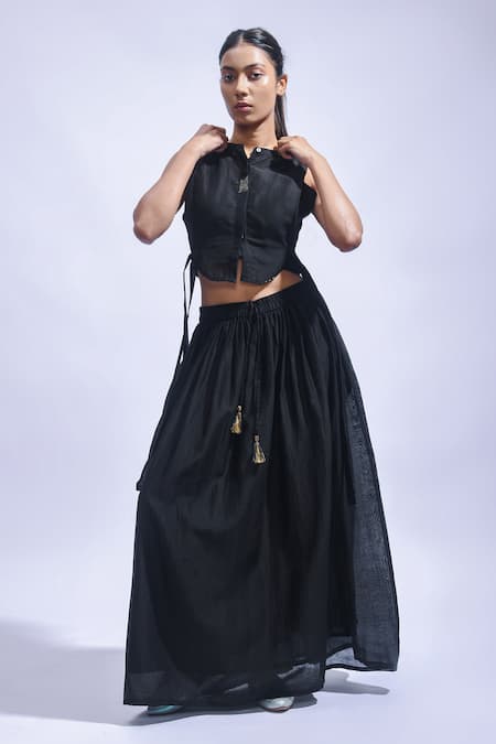 JAYATI GOENKA Chanderi Silk Top & Skirt Set 