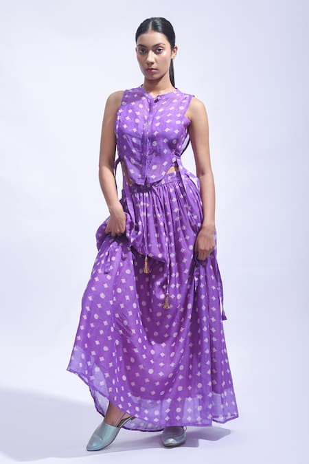 JAYATI GOENKA Chanderi Silk Printed Skirt Set 