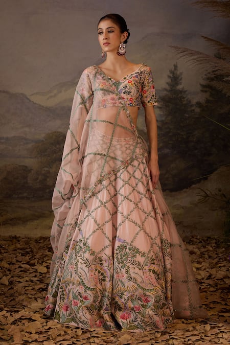 Samant Chauhan Embroidered Floral Cotton Silk Lehenga Set