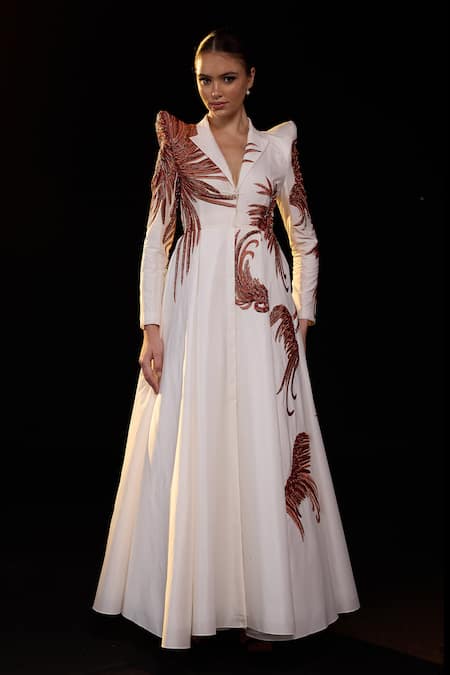 Samant Chauhan Cotton Silk Embroidered Gown 