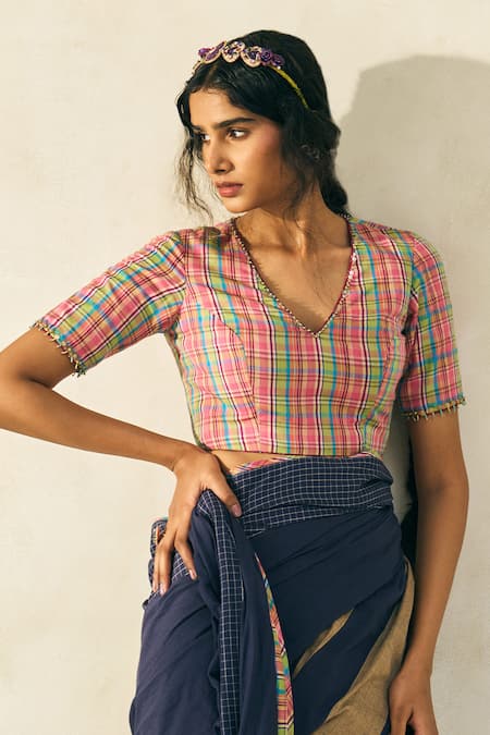 Swatti Kapoor Tony Checkered Blouse 
