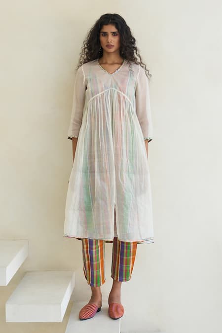 Swatti Kapoor Minty Checkered Kurta Pant Set