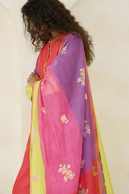 Swatti Kapoor Multi Color Chanderi Beads, Tassels, Fringe Crystal Handwoven Dupatta Online at Aza Fashions Swatti Kapoor_Multi Color Chanderi Beads, Tassels, Fringe Crystal Handwoven Dupatta _Online_at_Aza_Fashions