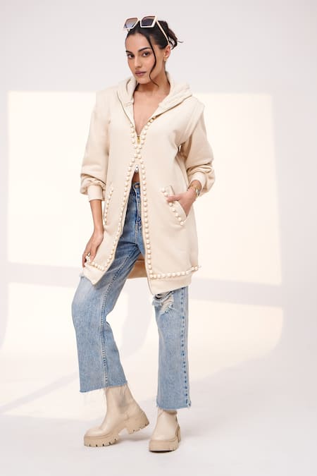 The Episode Soft Chaos Pearl Trim Hooded Sweatshirt 