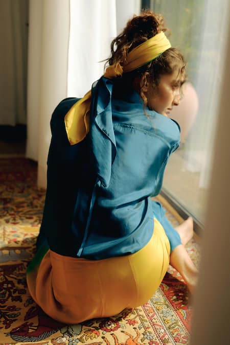 Ituvana Lina Ombre Habutai Silk Shirt & Skirt Set 