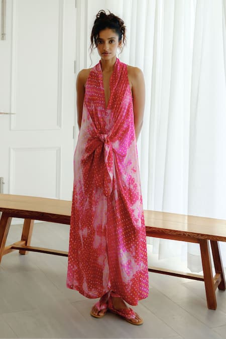 Ituvana Antara Bandhani Gaaji Silk Dress 