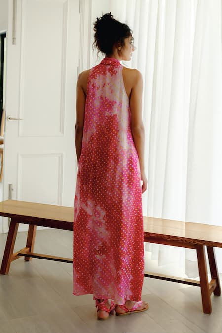 Ituvana Antara Bandhani Gaaji Silk Dress 