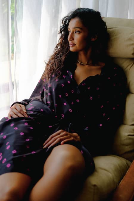 Ituvana Nisha Bandhani Satin Silk Sarong Dress 