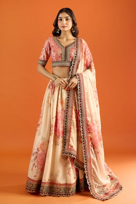 Naintara Bajaj Floral Pattern Art Silk Lehenga Set  