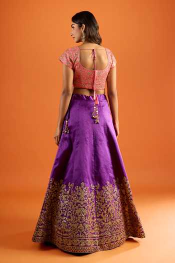 Khwaab By Sanjana Lakhani Mulberry Silk Lehenga Set with Blouse and Dupatta 