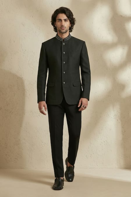 Bubber Couture Dashed Diagonal Line Bandhgala Set 