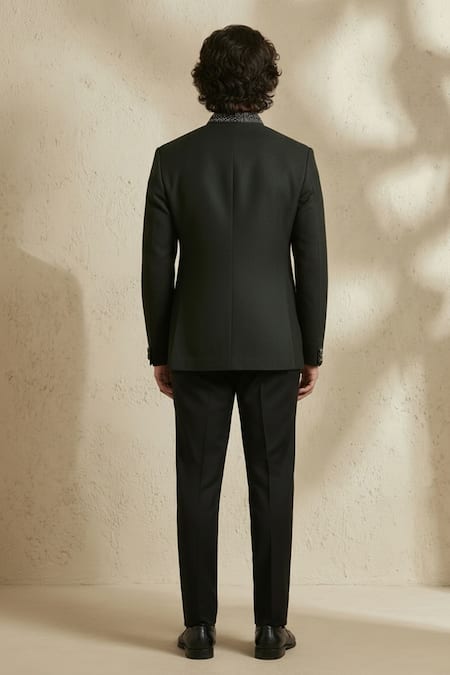 Bubber Couture Dashed Diagonal Line Bandhgala Set 