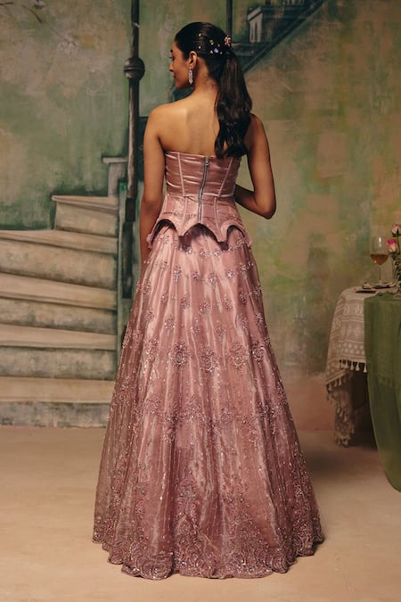 Label Moni K Dream Girl Embroidered Corset Blouse & Lehenga Set 