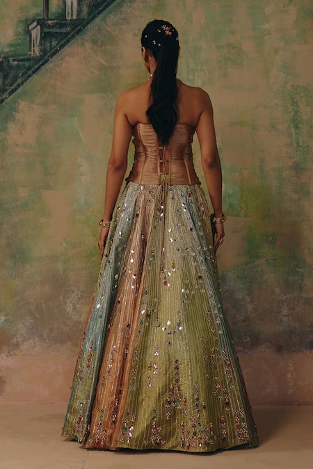 Label Moni K Jhumka Embroidered Lehenga & Corset Blouse Set 