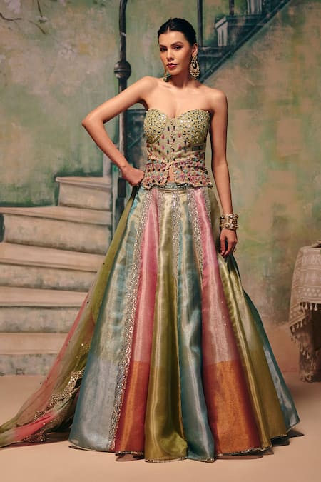 Label Moni K Mehbooba Mirror Work Lehenga Set 