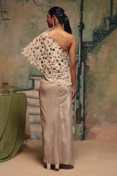 Label Moni K Whisper Structured Draped Skirt Set 