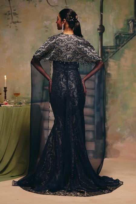 Label Moni K Senorita Embellished Gown With Cape 