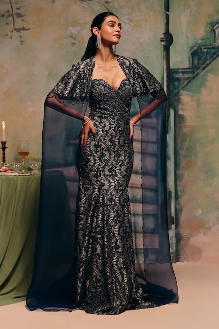 Label Moni K Senorita Embellished Gown With Cape 