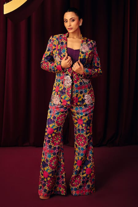 Label Moni K Paassa Embroidered Blazer & Pant Co-ord Set 
