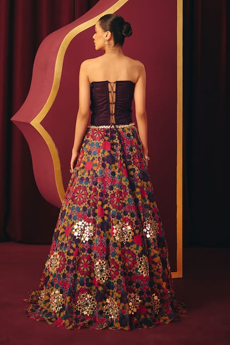 Label Moni K Sahiba Mosaic Print Lehenga Set 