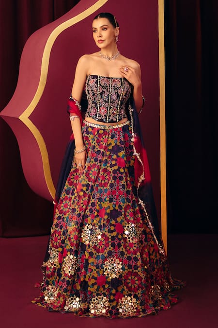 Label Moni K Sahiba Mosaic Print Lehenga Set 
