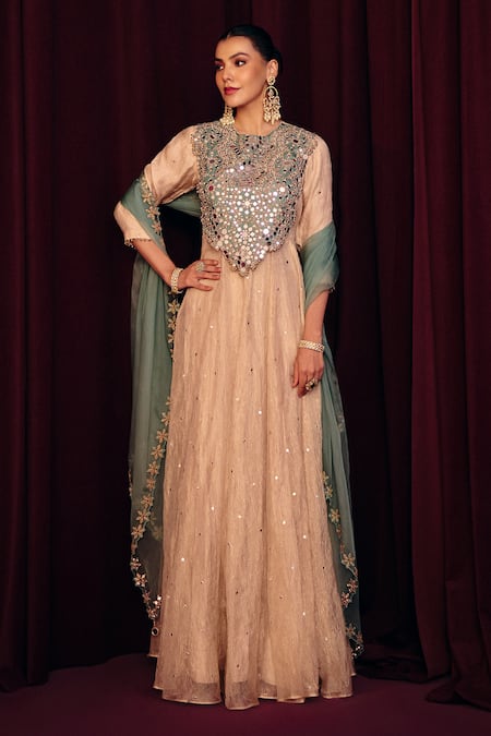 Label Moni K Ranjhna Mirror Work Anarkali With Dupatta 