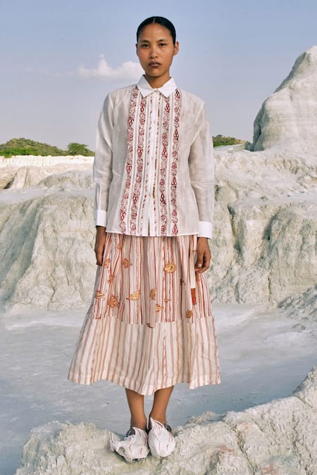 Ahmev Htami Drawstring Panelled Skirt 