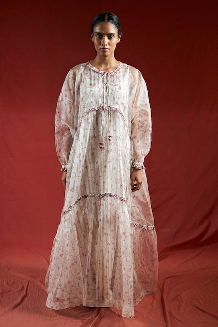 Ahmev Thanaya Silk Organza Tier Dress 