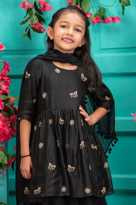 Shruti Jalan Black Peplum Kurta Set 