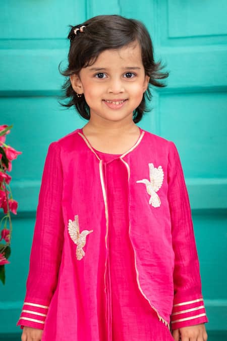 Shruti Jalan Bird Embroidered Chanderi Mal Kurta Set 