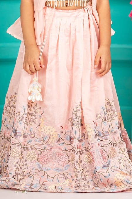 Buy_Shruti Jalan_Pink Organza Crystals, Embroidery Cape And Lehenga Set _Online_at_Aza_Fashions