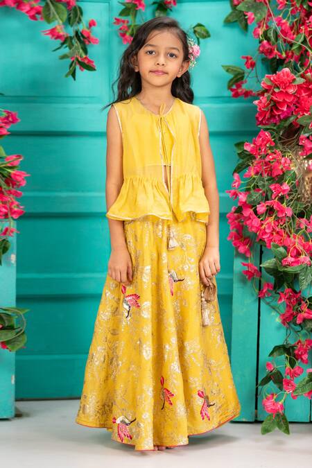 Shruti Jalan Bird Embroidered Chanderi Lehenga Set 