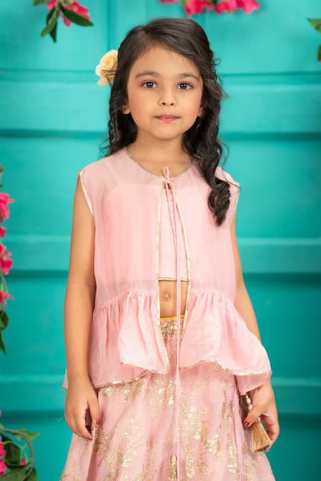 Shruti Jalan Bird Embroidered Chanderi Organza Lehenga Set 