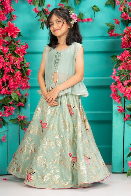 Shruti Jalan Bird Embroidered Chanderi Lehenga Set 