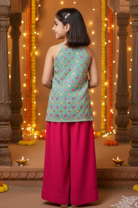 JILMIL DREAMWEAR Embroidered Top & Palazzo Set 