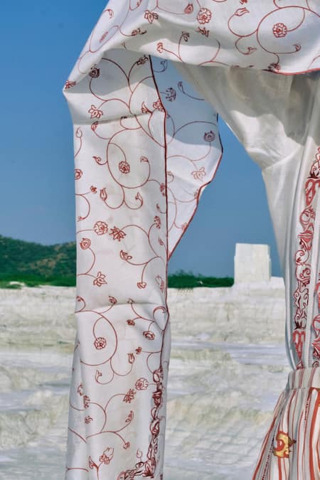 Shop Ahmev Ivory Embroidery, Beads, Tassels Ithaa Chanderi Scarf Online at Aza Fashions Shop_Ahmev_Ivory Embroidery, Beads, Tassels Ithaa Chanderi Scarf _Online_at_Aza_Fashions