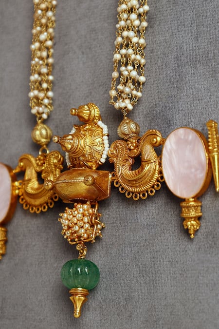 Mero Jewellery Handcrafted Mother Of Pearl & Jade Necklace 